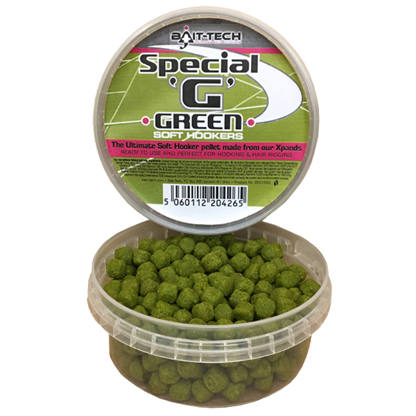 Chytacie mäkčené peletky Bait-tech Special G Green Soft Hookers 6mm